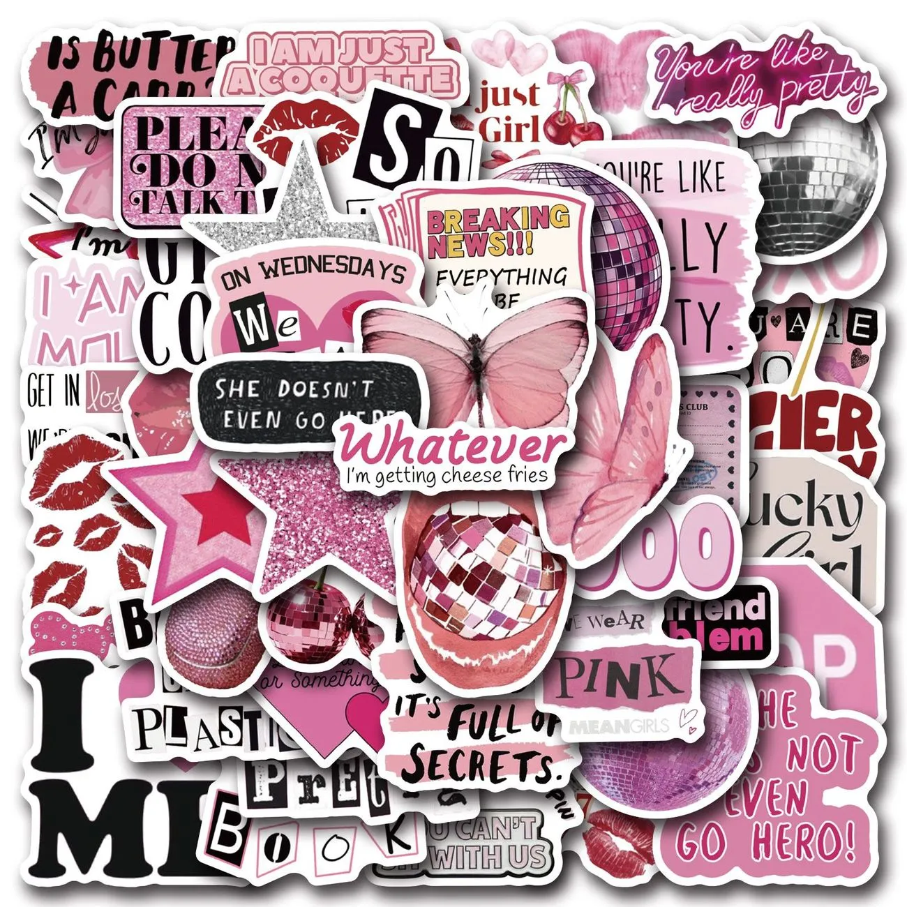 50 Stickers Pink Sweet Cool Y2K Stickers ins Spice Girl Variety Posters Decorative DIY Ledger Phone Suitcase