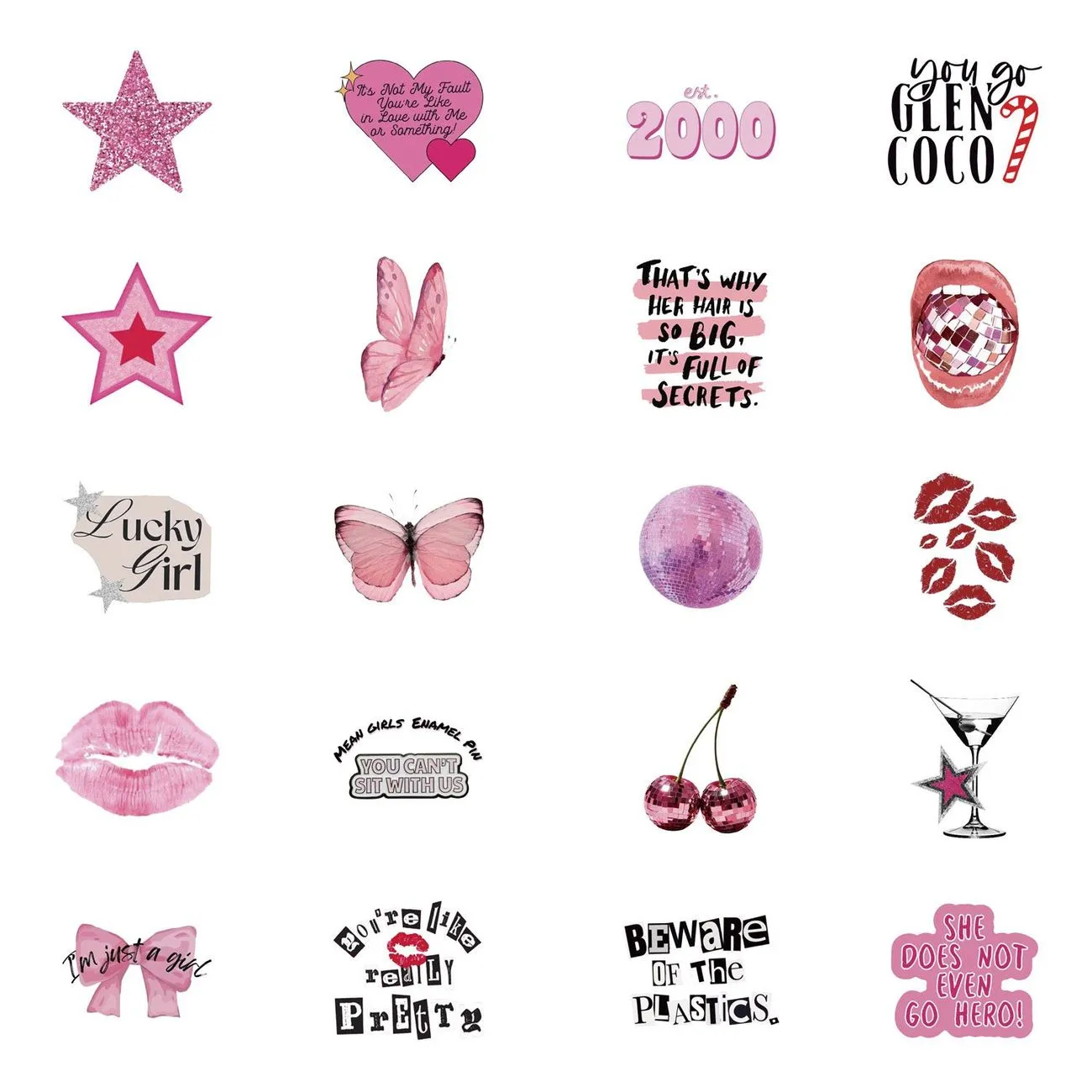 50 Stickers Pink Sweet Cool Y2K Stickers ins Spice Girl Variety Posters Decorative DIY Ledger Phone Suitcase – image 5