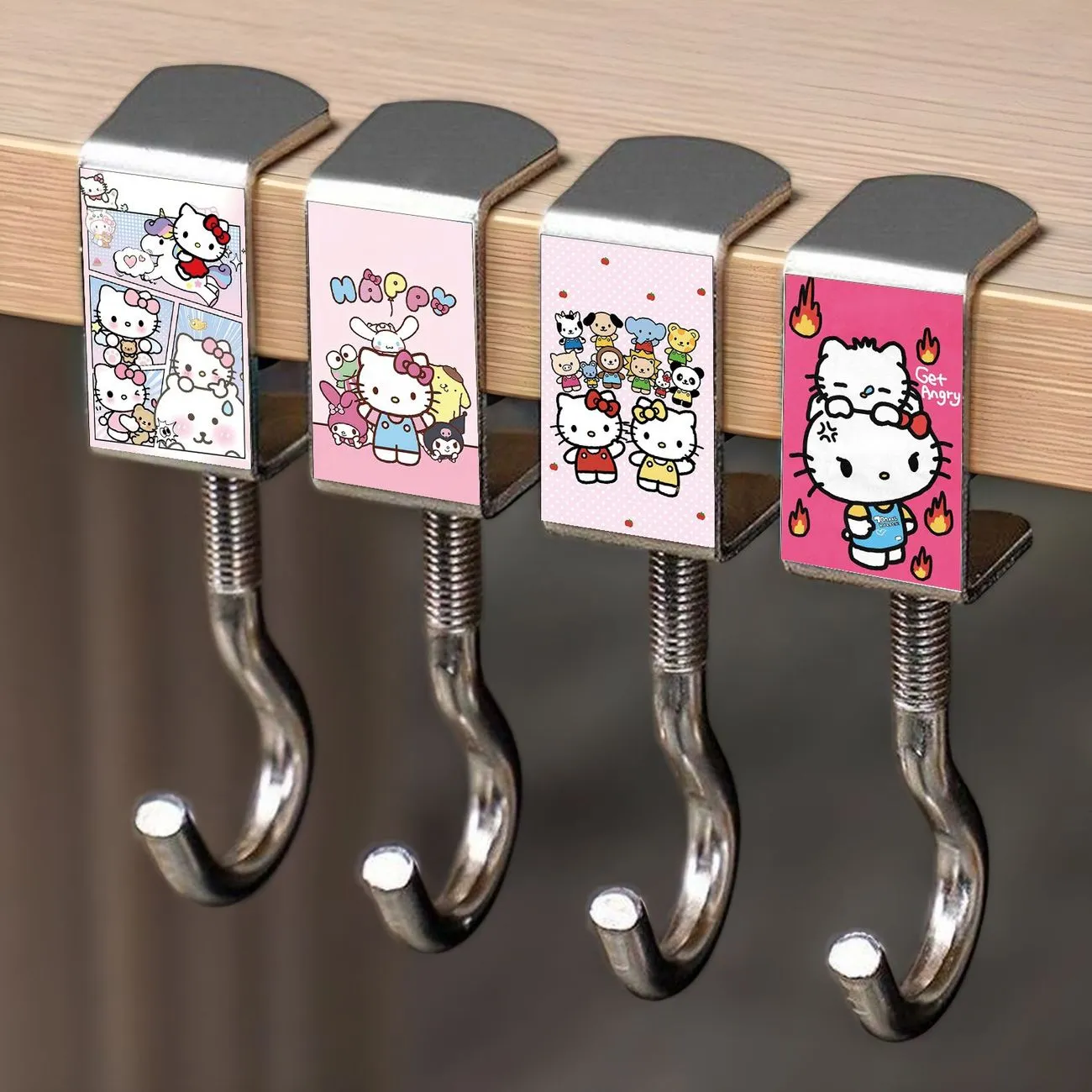 Kitty Cat Student Schoolbag Hook Movable Hanging Bag Divine Tool Desk Perforation Free Spiral Hook – image 3