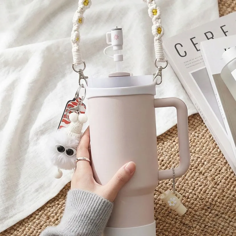 Cross-border 30/40ozins thermos cup accessories 10mm water cup dust cap portable rope hairball cup pendant set – image 4
