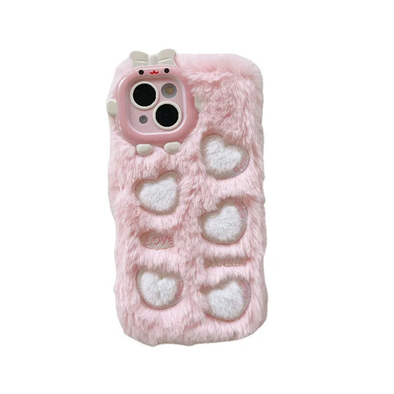 Little Monster Plush Embroidery Heart for iPhone14Promax Apple 15Pro Phone Case Fall Winter 11/16 – image 6
