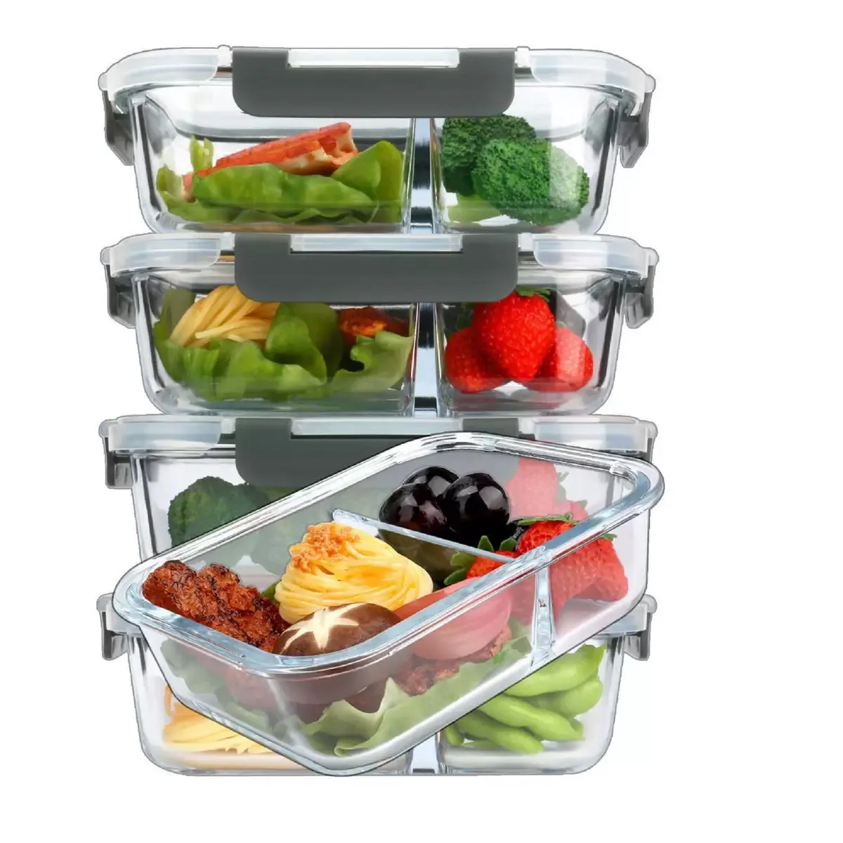 Cross-border Amazon high borosilicate glass lunch box lunch box with lid microwave oven heating fresh-keeping box lunch box set – image 6
