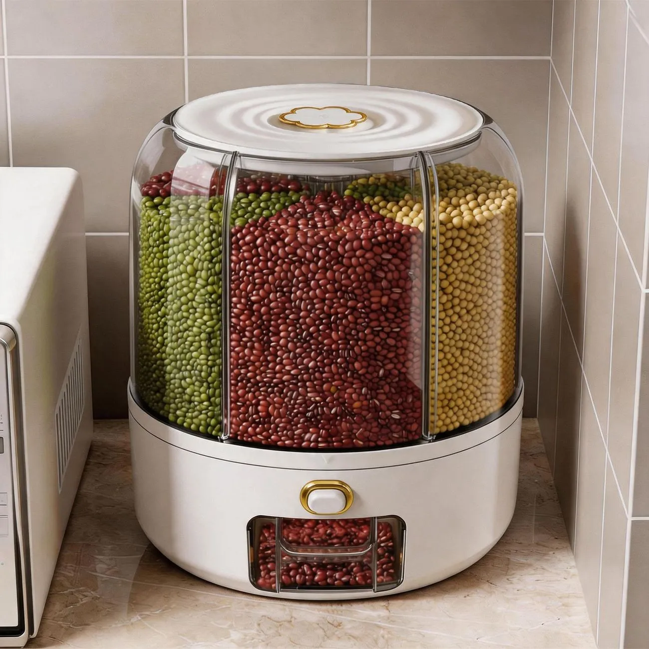 Thickened rice bucket Grains storage bucket Household packed rice moisture-proof insect-proof mildew-proof seal Rotating storage rice box – image 11