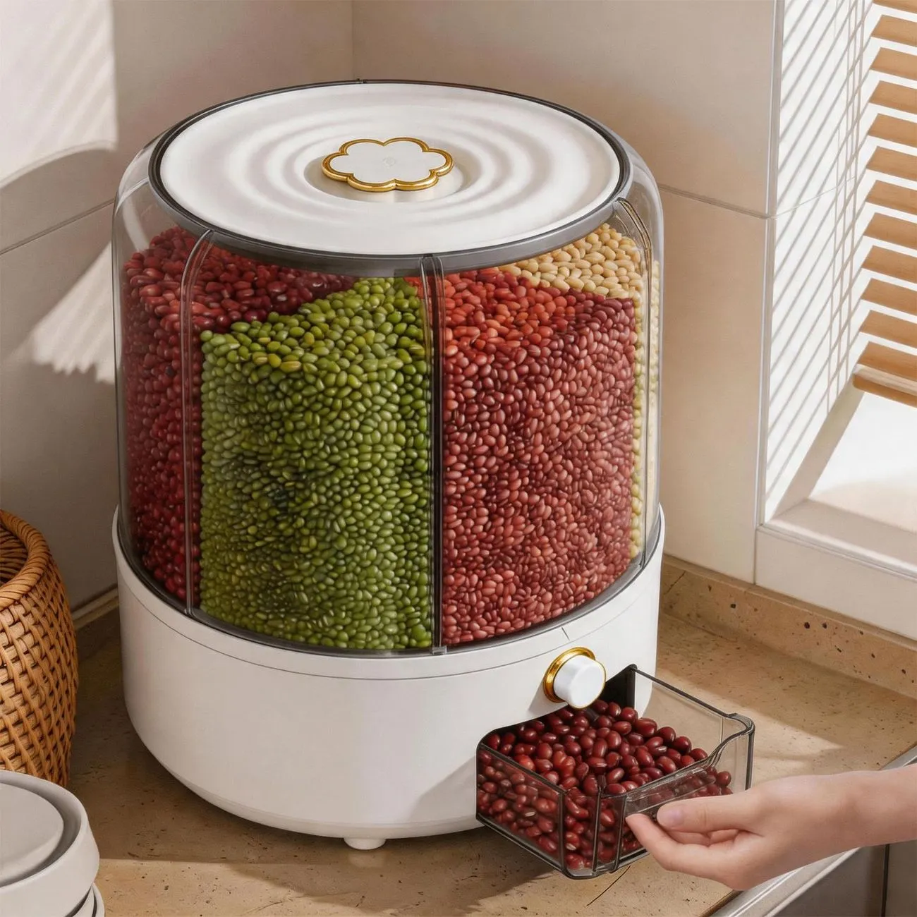 Thickened rice bucket Grains storage bucket Household packed rice moisture-proof insect-proof mildew-proof seal Rotating storage rice box – image 4