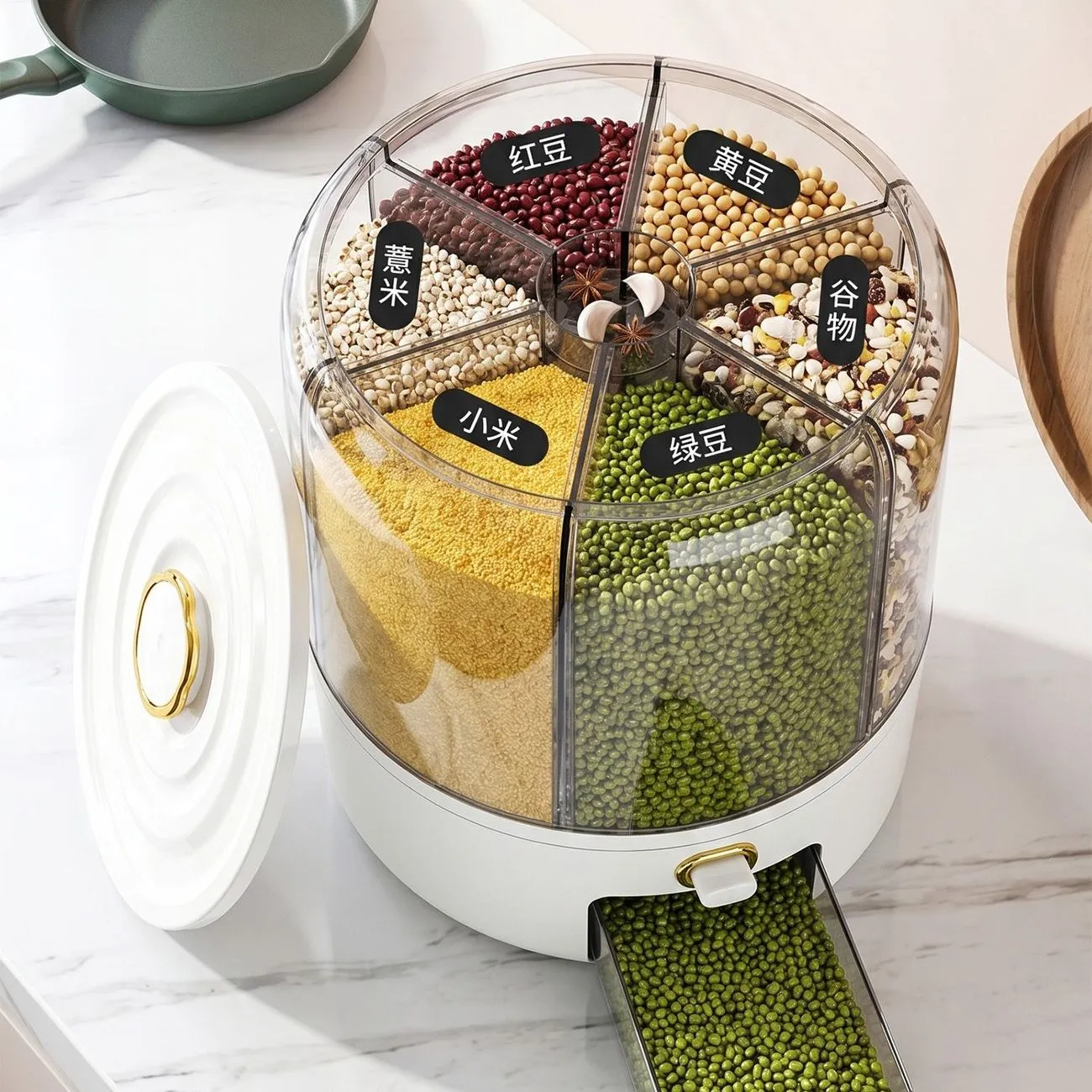 Thickened rice bucket Grains storage bucket Household packed rice moisture-proof insect-proof mildew-proof seal Rotating storage rice box – image 6