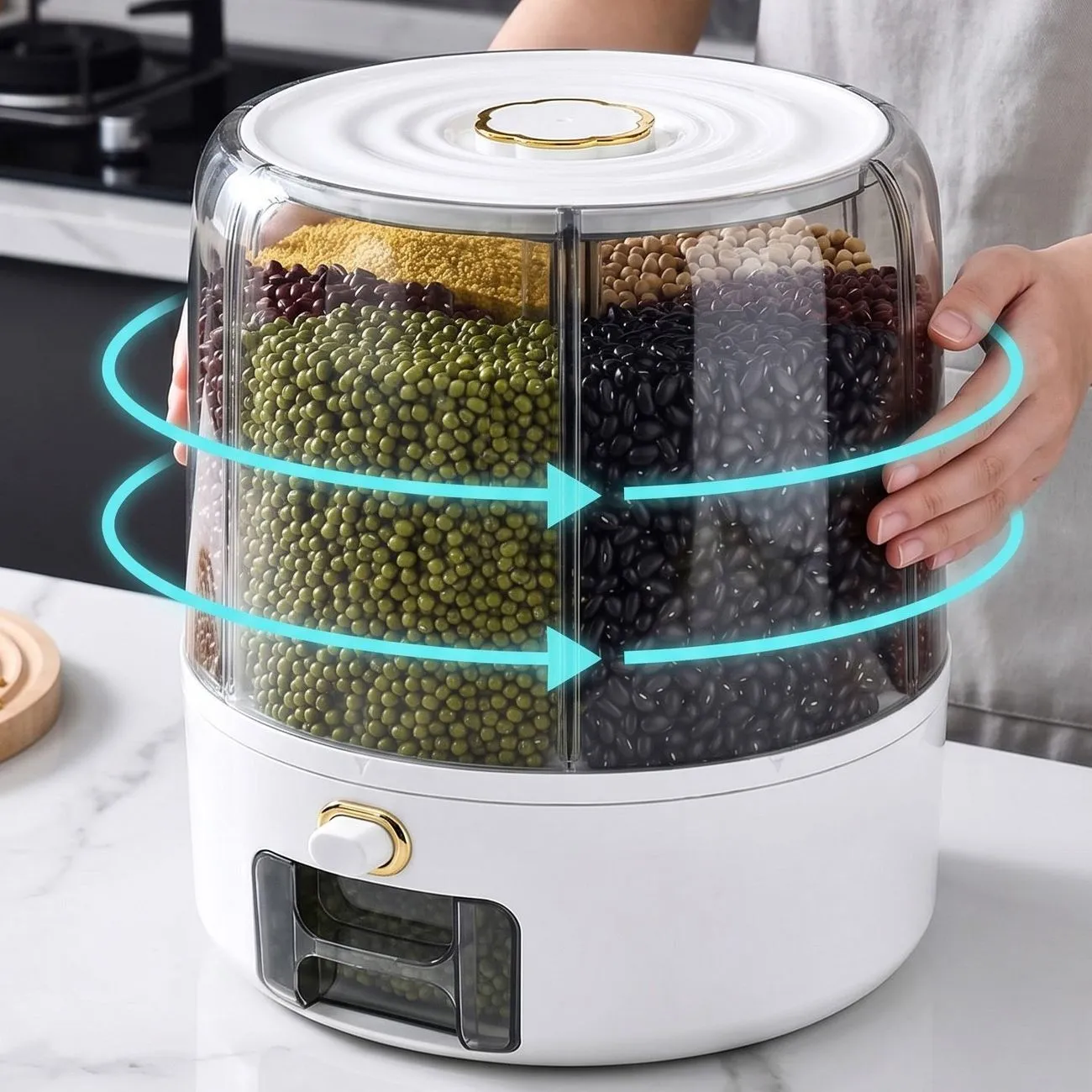 Thickened rice bucket Grains storage bucket Household packed rice moisture-proof insect-proof mildew-proof seal Rotating storage rice box – image 7
