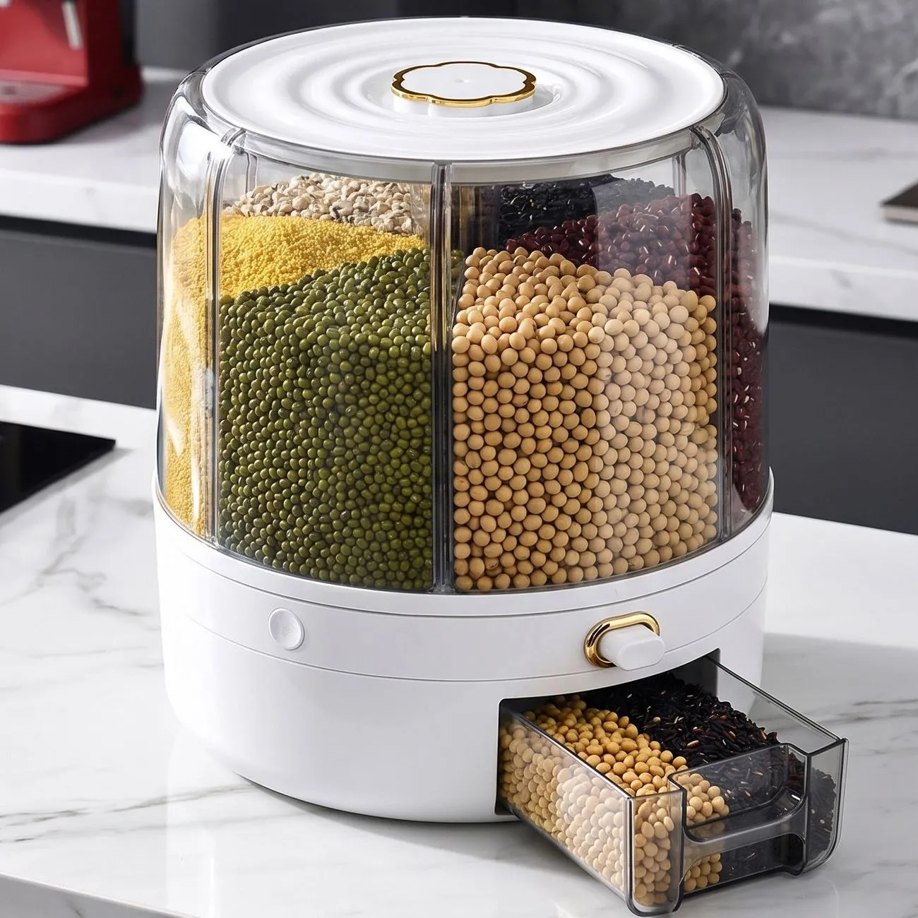 Thickened rice bucket Grains storage bucket Household packed rice moisture-proof insect-proof mildew-proof seal Rotating storage rice box – image 9