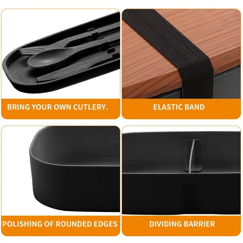 Lunch Box Japanese Wooden Bento Box Lunch Microwave Oven Lattice Sushi Double Layer Student Office Lunch Box Separator – image 5