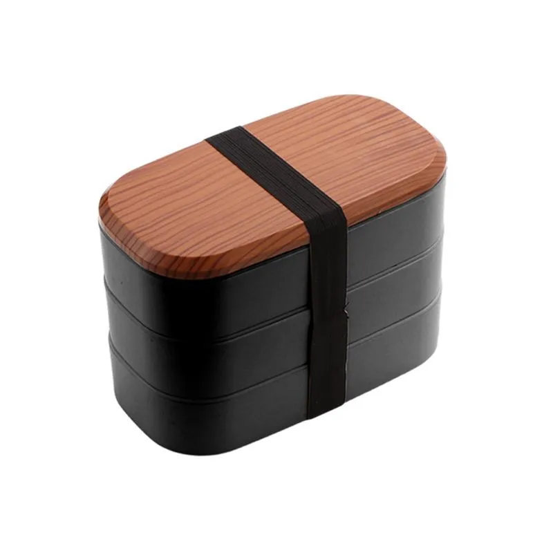 Lunch Box Japanese Wooden Bento Box Lunch Microwave Oven Lattice Sushi Double Layer Student Office Lunch Box Separator – image 9