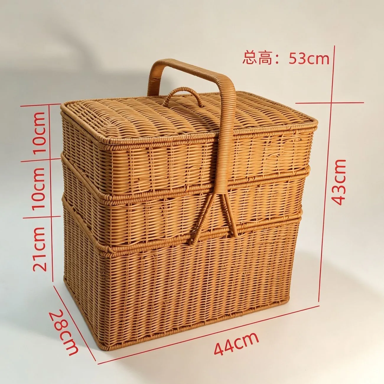 Imitation rattan round worship basket household worship basket with lid hand woven super large capacity storage basket outdoor – image 10