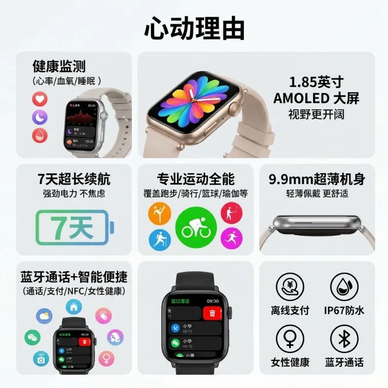 [Lenovo] Watchfit Smartwatch Fashion Edition Slim Large Screen Gift HD Call Health Monitoring – image 6