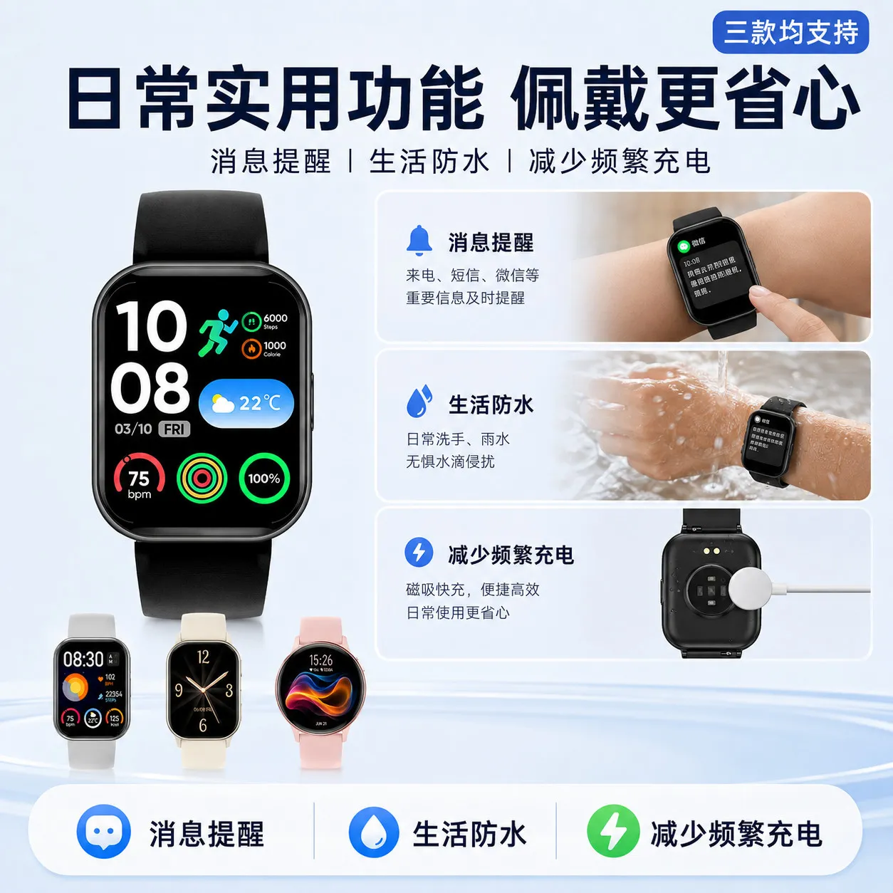 Multifunction Smartwatch Bluetooth Call Heart Rate Oximetry Sleep Monitoring Step Exercise Health Monitoring Wristband – image 7