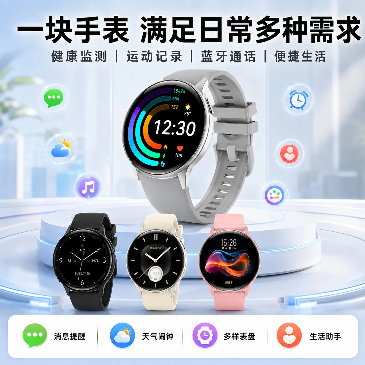 Disc smartwatch bluetooth call sleep heart rate oxygen blood pressure monitoring 100 + sport mode men and women – image 7