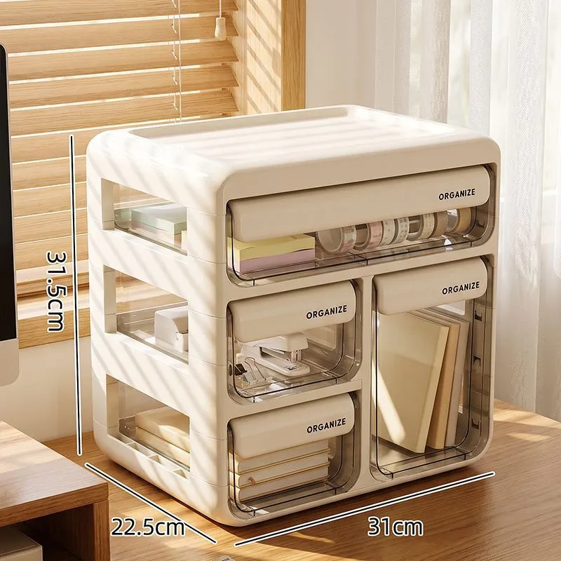 Desk Top Multi-lattice Drawer Storage Box Transparent Acrylic Cosmetics Stationery Organizing Box Student Dorm Desk Storage