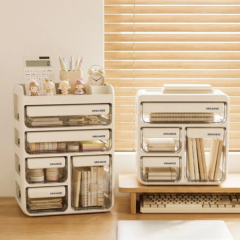 Desk Top Multi-lattice Drawer Storage Box Transparent Acrylic Cosmetics Stationery Organizing Box Student Dorm Desk Storage – image 11