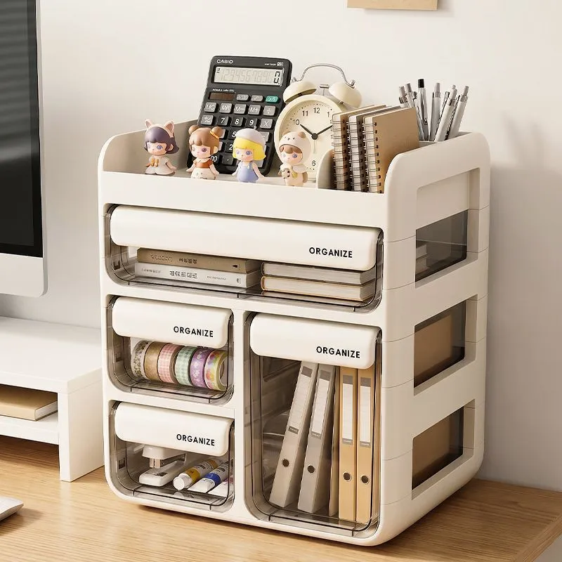 Desk Top Multi-lattice Drawer Storage Box Transparent Acrylic Cosmetics Stationery Organizing Box Student Dorm Desk Storage – image 4