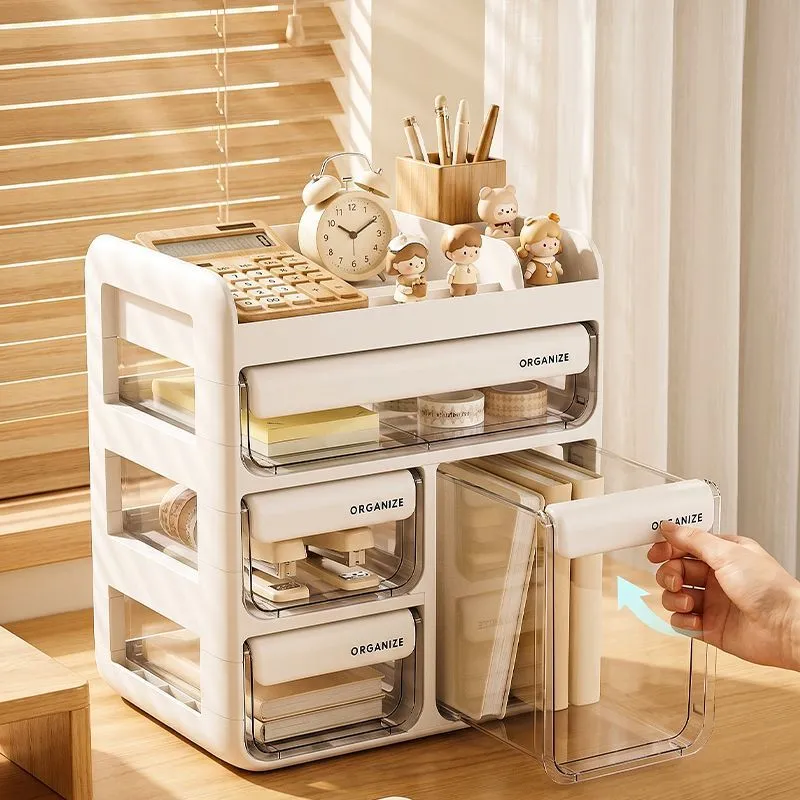 Desk Top Multi-lattice Drawer Storage Box Transparent Acrylic Cosmetics Stationery Organizing Box Student Dorm Desk Storage – image 6