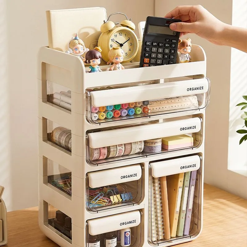 Desk Top Multi-lattice Drawer Storage Box Transparent Acrylic Cosmetics Stationery Organizing Box Student Dorm Desk Storage – image 7