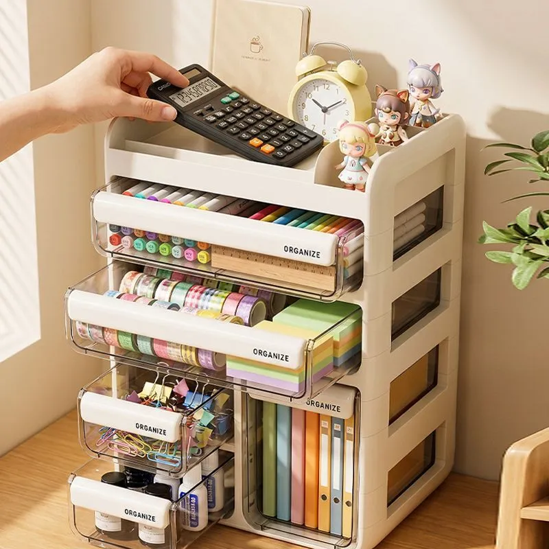 Desk Top Multi-lattice Drawer Storage Box Transparent Acrylic Cosmetics Stationery Organizing Box Student Dorm Desk Storage – image 8
