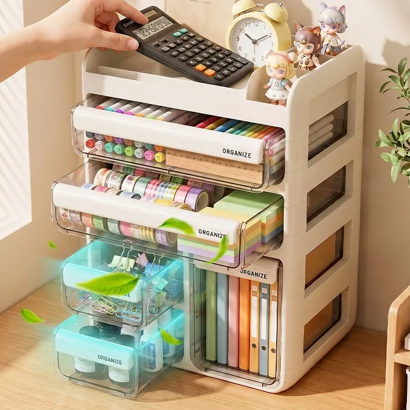Desk Top Multi-lattice Drawer Storage Box Transparent Acrylic Cosmetics Stationery Organizing Box Student Dorm Desk Storage – image 9
