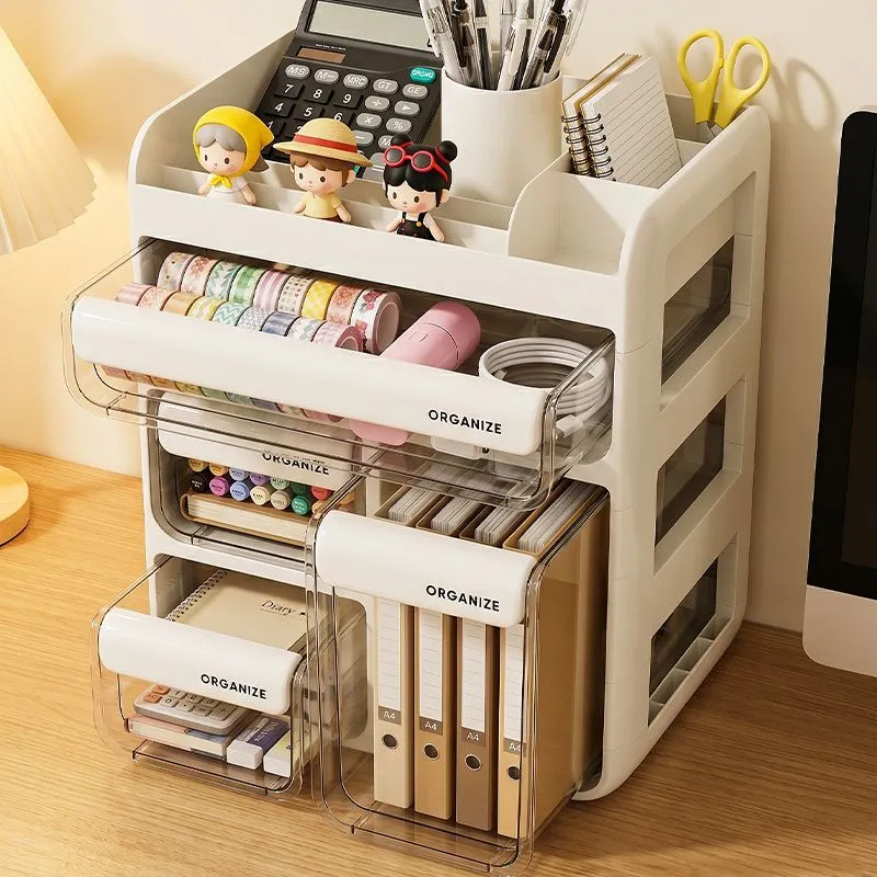 Desk Top Multi-lattice Drawer Storage Box Transparent Acrylic Cosmetics Stationery Organizing Box Student Dorm Desk Storage – image 10