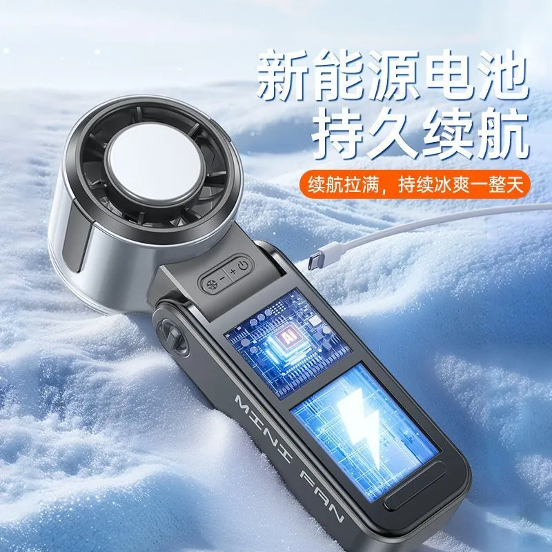 Official Genuine Handheld Fan Semiconductor Mini Fan Ice on Desktop Outdoor Foldable Neck Fan for Home Users – image 3