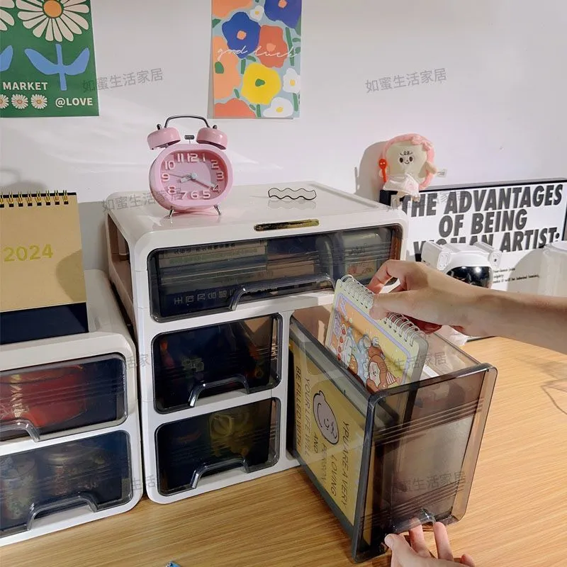Drawer Desk Storage Box Student Desk Organizing Office Stationery Cosmetics Shelf Storage Box – image 3