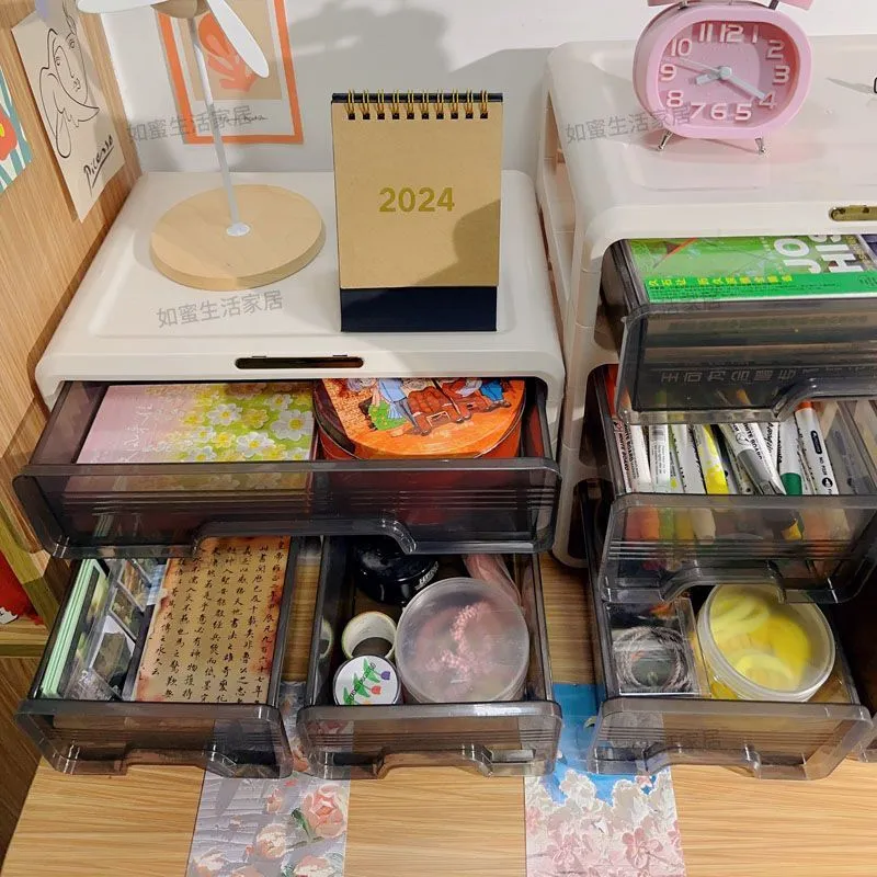 Drawer Desk Storage Box Student Desk Organizing Office Stationery Cosmetics Shelf Storage Box – image 5