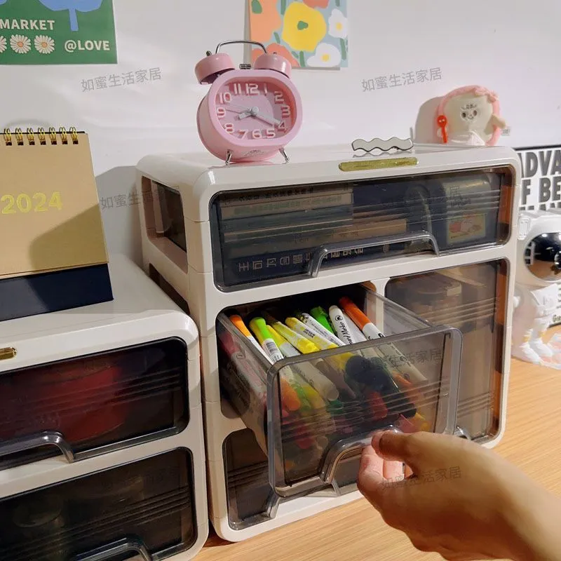 Drawer Desk Storage Box Student Desk Organizing Office Stationery Cosmetics Shelf Storage Box – image 6