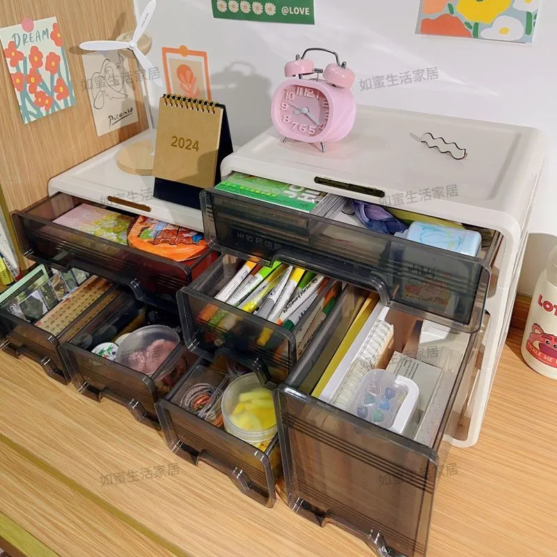 Drawer Desk Storage Box Student Desk Organizing Office Stationery Cosmetics Shelf Storage Box – image 7