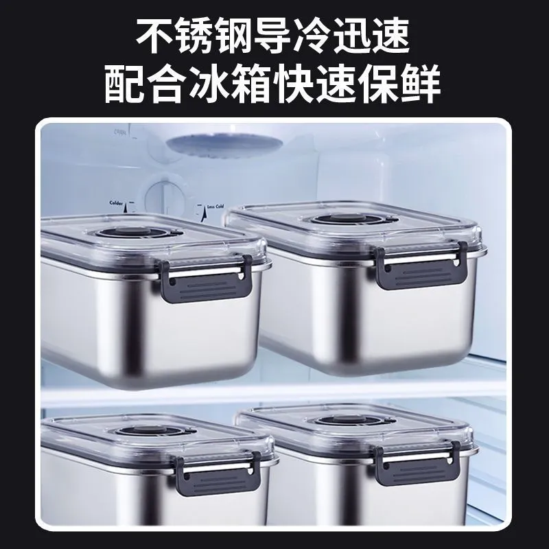 Thickened 304 stainless steel food box Sealed storage box Household fruit and vegetable refrigerated electric vacuum fresh-keeping box – image 6
