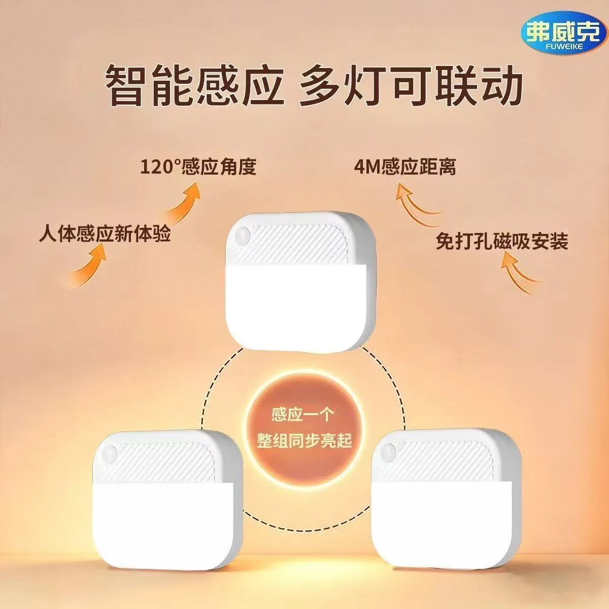 Stair sensor lights turn on when people arrive. Multiple lights synchronize soft light for more peace of mind when going up and down the stairs. Intelligent linkage three-tone lighting – image 6
