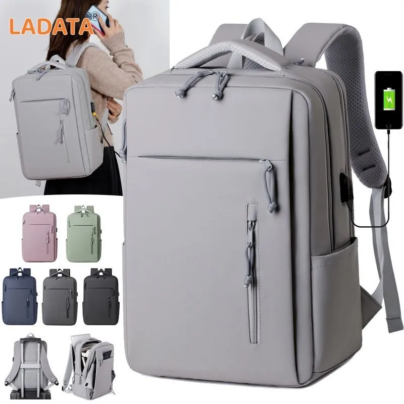 [Ladata] Simple Computer Backpack with Shockproof Airbag Business Commuter Multifunction Computer Bag College Student School Bag