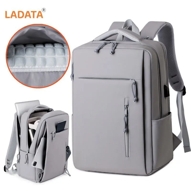 [Ladata] Simple Computer Backpack with Shockproof Airbag Business Commuter Multifunction Computer Bag College Student School Bag – image 3