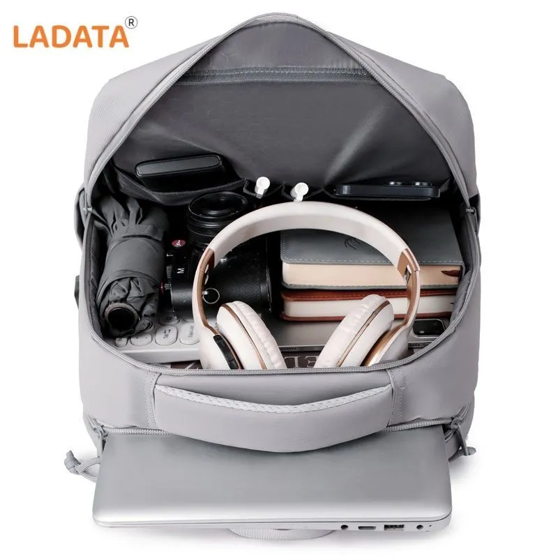 [Ladata] Simple Computer Backpack with Shockproof Airbag Business Commuter Multifunction Computer Bag College Student School Bag – image 4