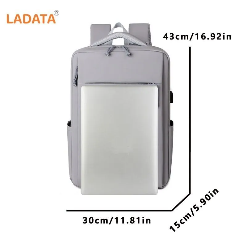 [Ladata] Simple Computer Backpack with Shockproof Airbag Business Commuter Multifunction Computer Bag College Student School Bag – image 5