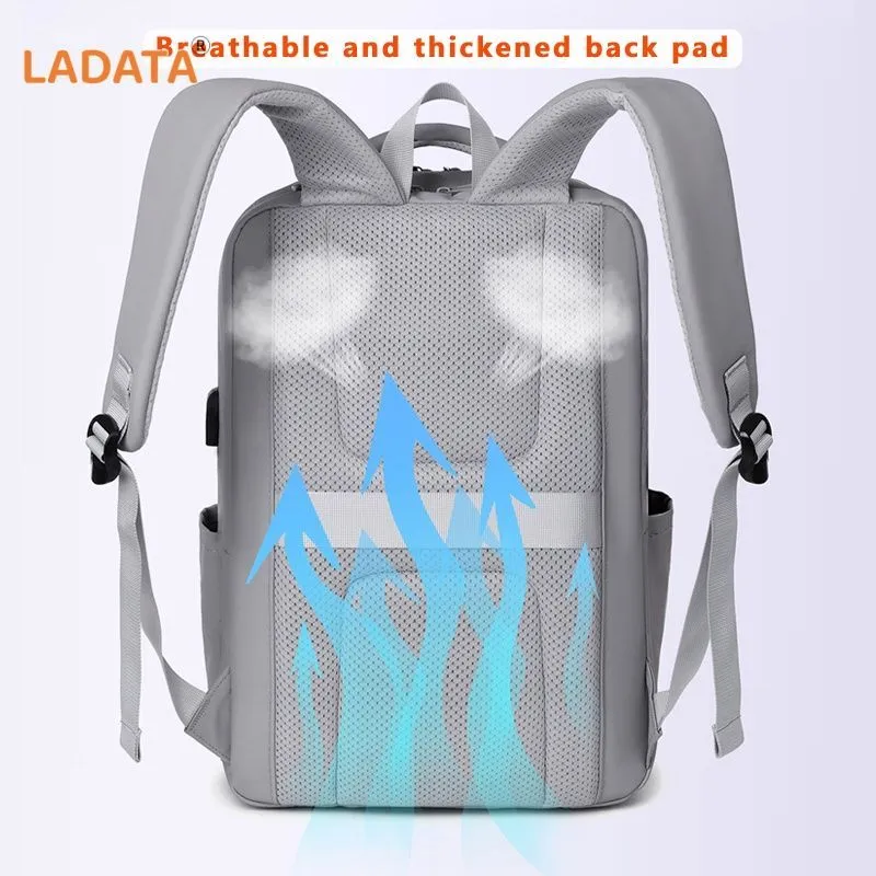 [Ladata] Simple Computer Backpack with Shockproof Airbag Business Commuter Multifunction Computer Bag College Student School Bag – image 8