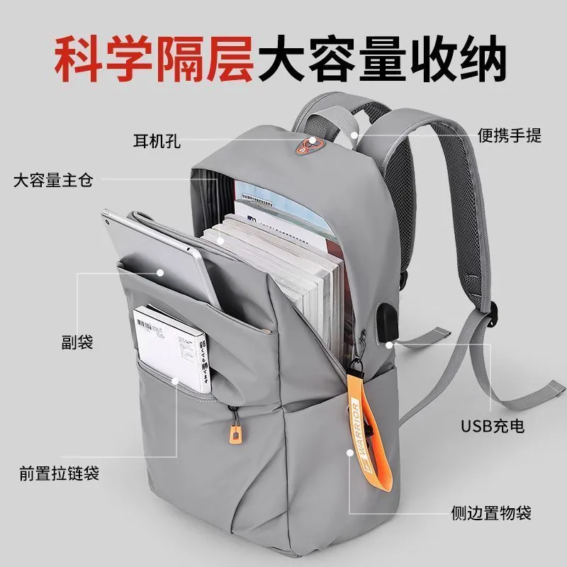 [Backpack] men's new backpack travel light business laptop bag business commute anti-splash wear school bag – image 4