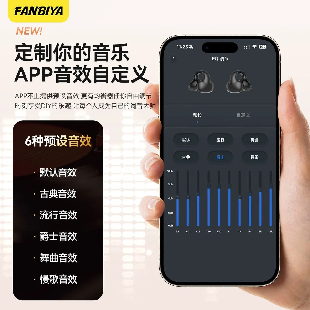 [FANBIYA] Smart app Ear Clip Bluetooth Headset EQ Sound Regulation Game Fitness Noise Reduction Long Range A15A – image 10