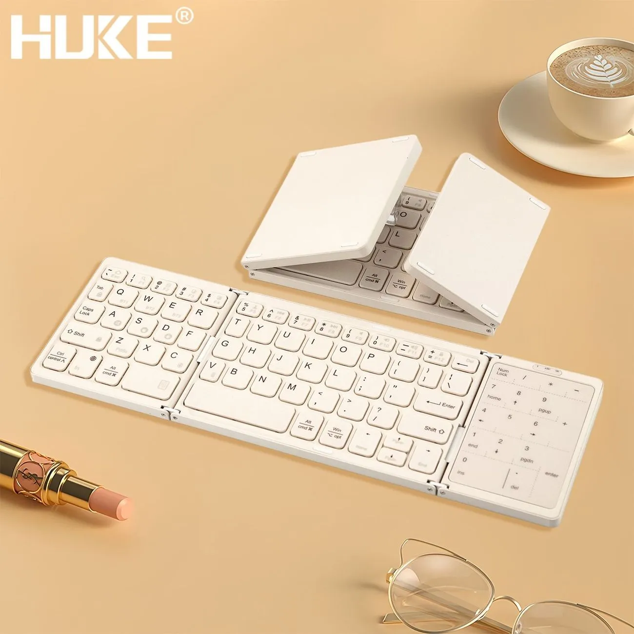 Hook Wireless Triple Bluetooth Folding Keyboard with Digital Touchpad Function Phone iPad Tablet Notebook – image 11
