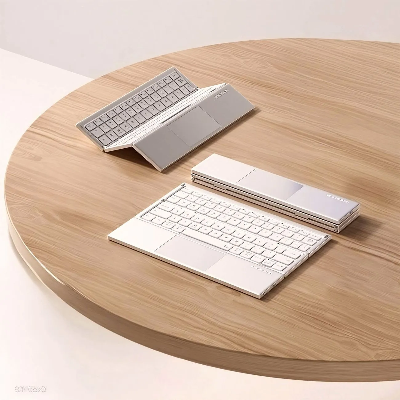 [New] Compact Triple Fold for Huawei Apple Android Folding Bluetooth Touchpad Keyboard Portable Office – image 5