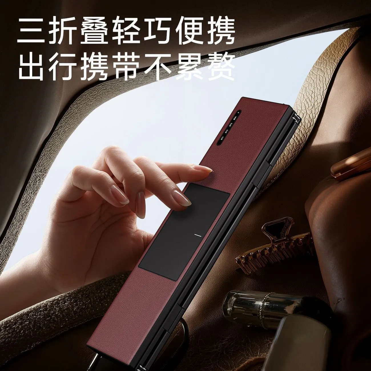 [New] Compact Triple Fold for Huawei Apple Android Folding Bluetooth Touchpad Keyboard Portable Office – image 6