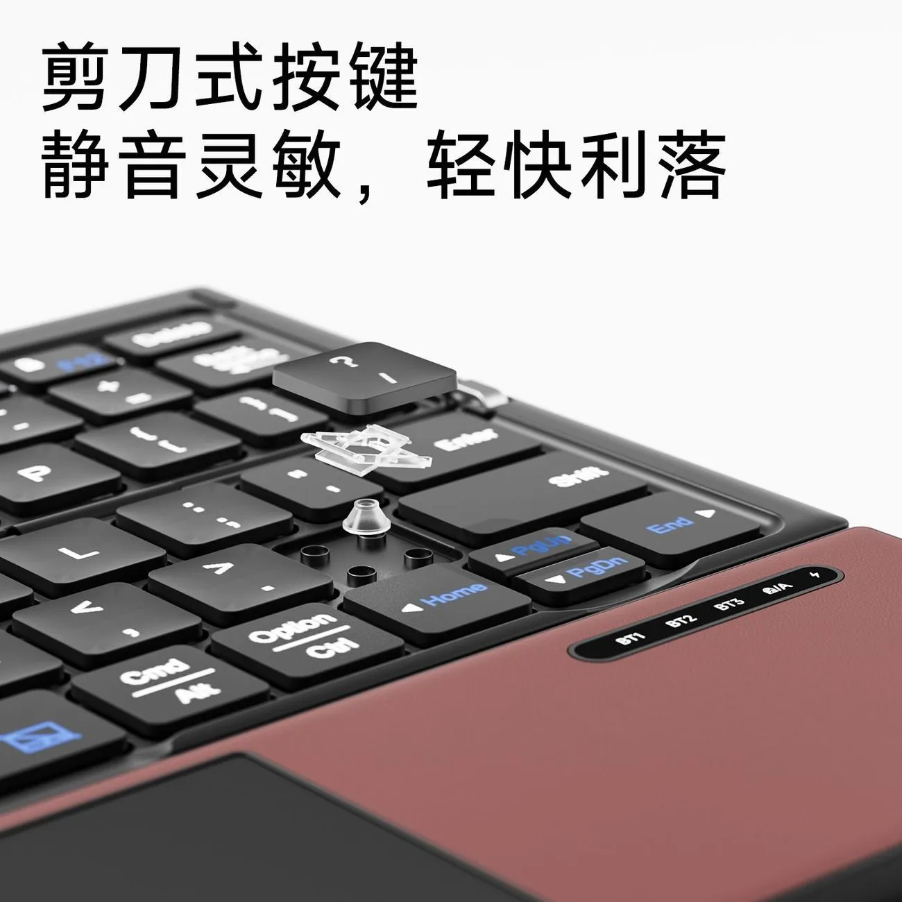 [New] Compact Triple Fold for Huawei Apple Android Folding Bluetooth Touchpad Keyboard Portable Office – image 7