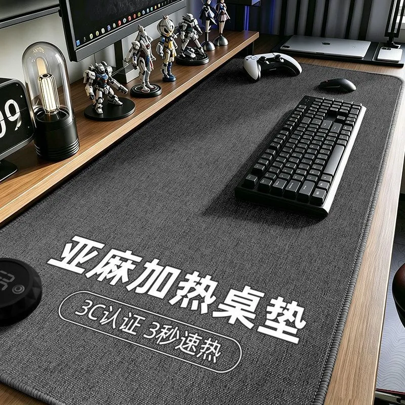 [Lange] Heating mouse pad imitation hemp super large office hand warm waterproof dirt-resistant special desk mat for students – image 4