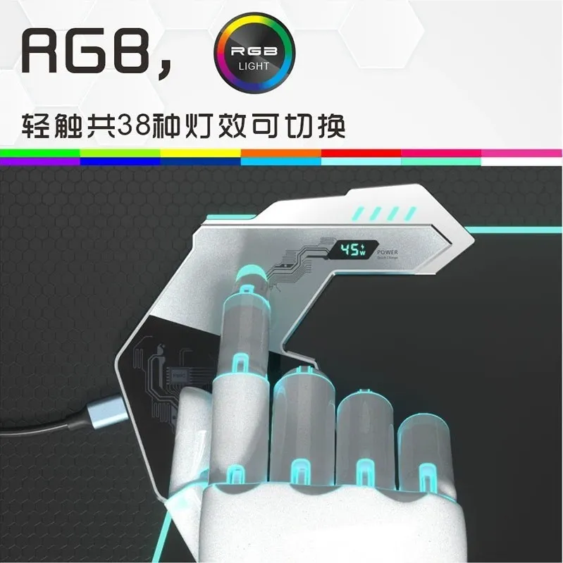 [Alien] RGB Luminous Wireless Charging Mouse Pad Oversized Gaming Desktop Pad Wireless Charging Mouse Pad – image 7