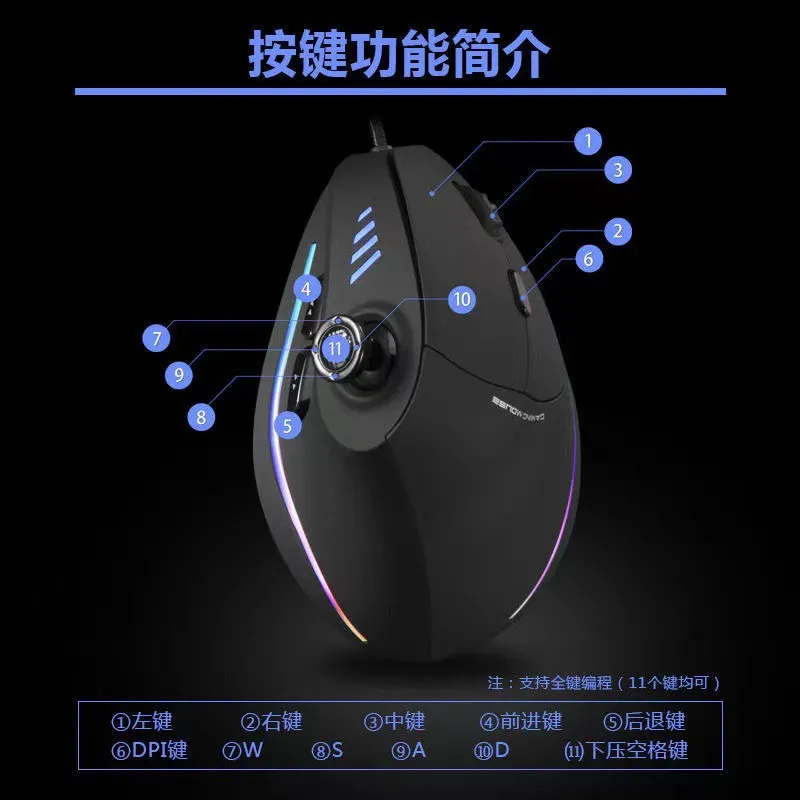 Master C-18 Rocker Vertical Gaming Mouse Wired Grip Custom Macro Programming Runner for Esports – image 4