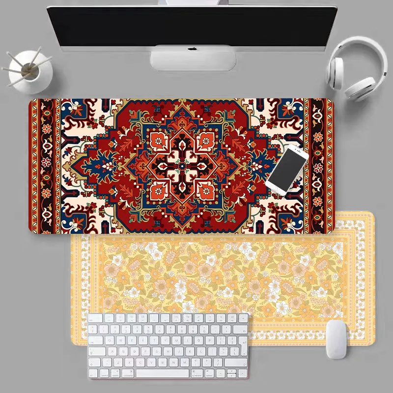 Chinese Folk Extra Large Mouse Pad Xinjiang Ethnic Traditional Pattern Ironproof Desk Pad Computer Keyboard Pad