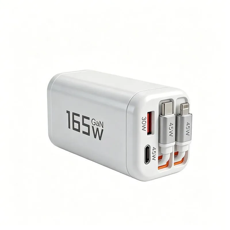 165W Gallium Nitride Four Port Super Fast Charger for iPhone 17 Android Phone Travel Flash Charger – image 9