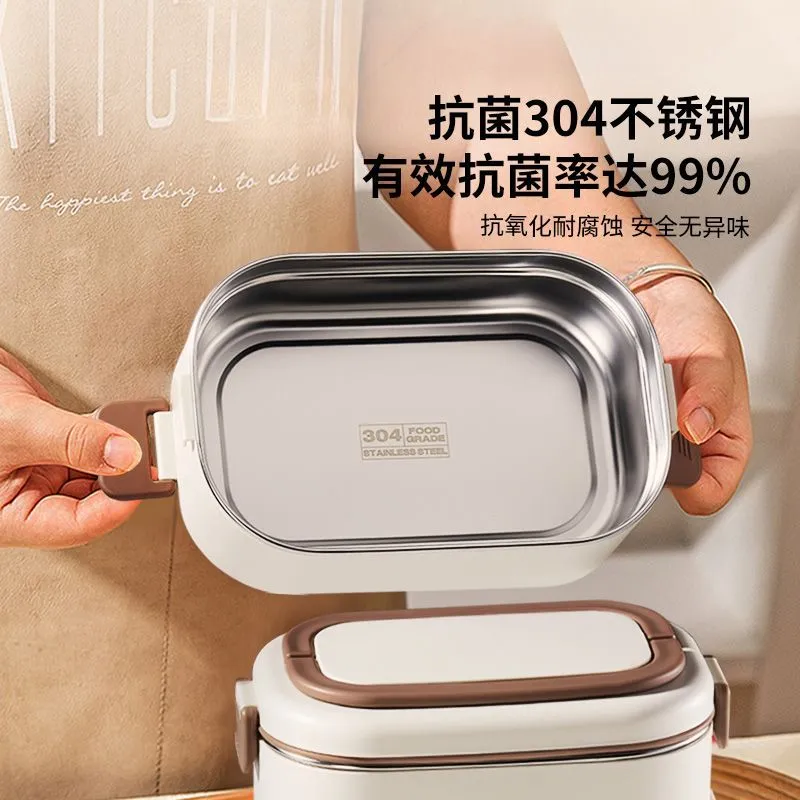 ymer fresh lunch box microwave oven heated office lunch box new stainless steel multi-layer student with lunch box – image 3