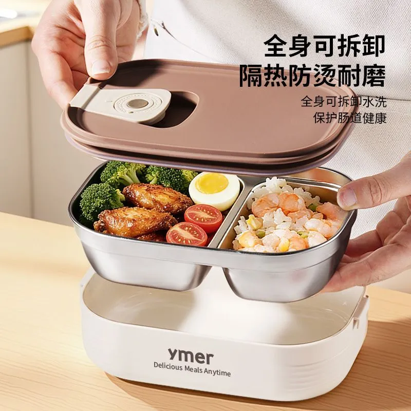 ymer fresh lunch box microwave oven heated office lunch box new stainless steel multi-layer student with lunch box – image 6